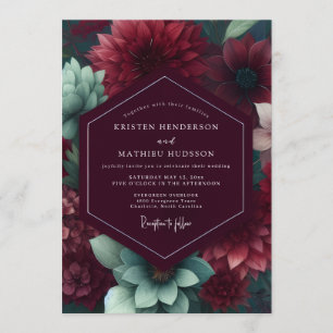 Burgundy Majestic Succulent Autumnal Wedding Invitation