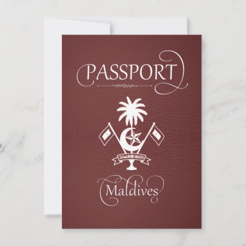 Burgundy Maldives Passport Save the Date Card
