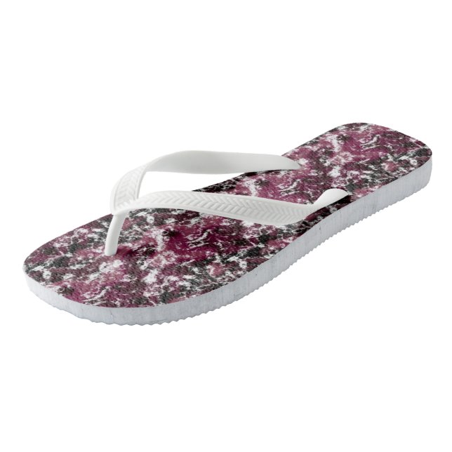 Burgundy Marble Abstract Flip Flops (Angled)