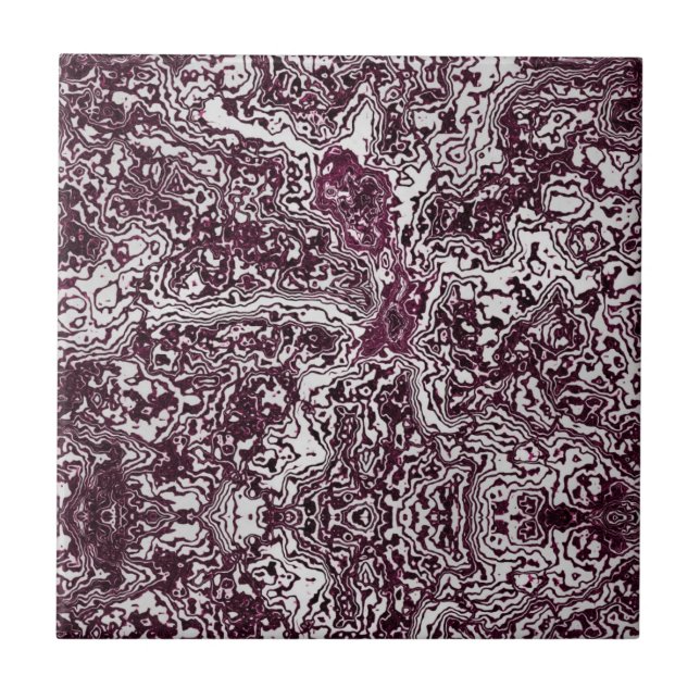 Burgundy Marble Stone Graffiti Ceramic Tile (Front)