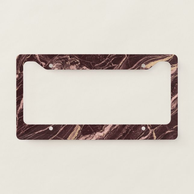 Burgundy Marble Texture Elegant Clean Style License Plate Frame (Front)