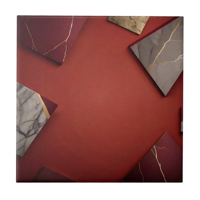 Burgundy Marble with Gold Ceramic Tile (Front)