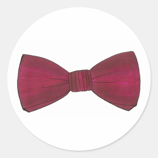 Burgundy Maroon Bow Bowtie Wedding Prom Groom Classic Round Sticker (Front)