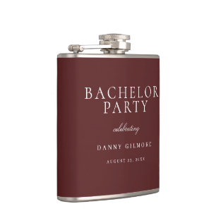 Burgundy Maroon Classic Mens Bachelor Party Gift Flask