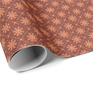 Burgundy Maroon Copper Snowflakes Net Holidays Wrapping Paper