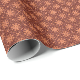 Burgundy Maroon Copper Snowflakes Net Holidays Wrapping Paper