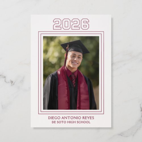 Burgundy Maroon Letterpress Graduation Announcemen Photo Cards