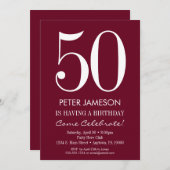 Burgundy Maroon Modern Adult Birthday Invitations (Front/Back)