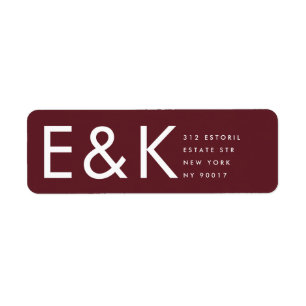 Burgundy Maroon Modern Bold Big Monogram Label