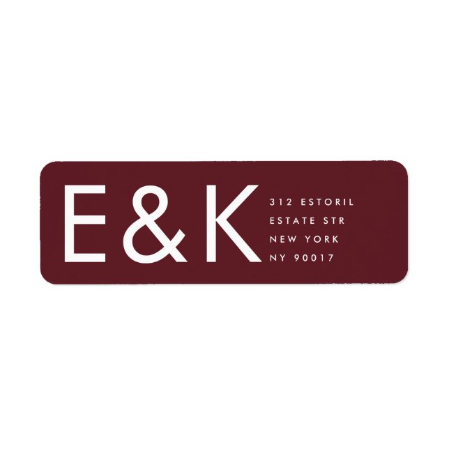 Burgundy Maroon Modern Bold Big Monogram Label (Front)