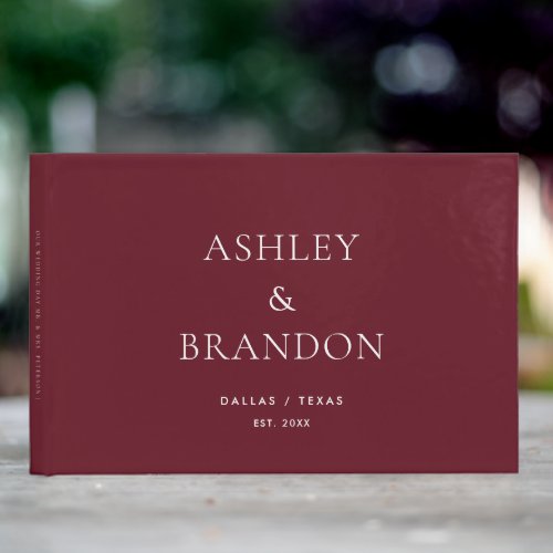 Burgundy Maroon Modern Wedding Custom Guest Book