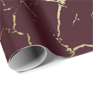 Burgundy Maroon Red Gold Abstract Marble Urban Wrapping Paper