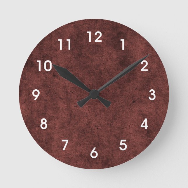 Burgundy Maroon Red Round Clock (Front)