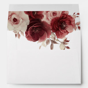 Burgundy Maroon Rose Elegant Wedding Vintage Envelope