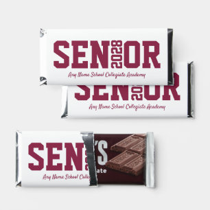 Burgundy Maroon Senior Graduation Block Letter Hershey Bar Favors