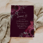 Burgundy Maroon, Silver Dress & Floral Sweet 16 Invitation<br><div class="desc">Burgundy Maroon,  Silver Dress & Floral Sweet 16 Invitation

More elegant floral designs in our store!

See matching collection in our store</div>