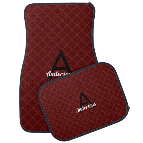 Burgundy Maroon Square Pattern Classy Car Floor Mat