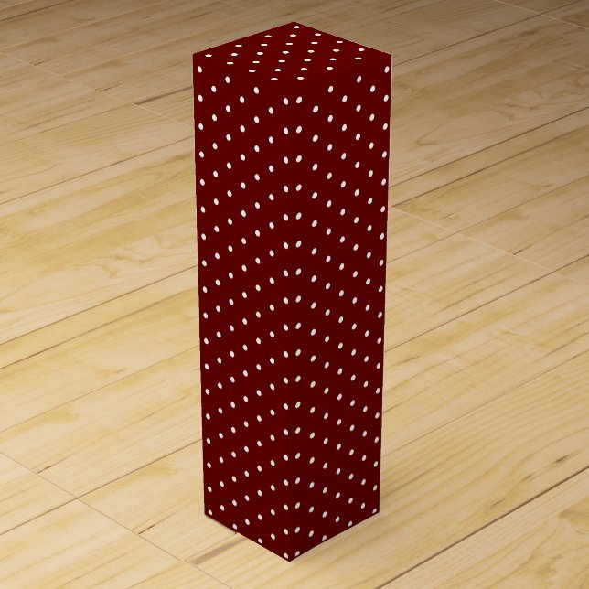 Burgundy Maroon White polka dots pattern gift Wine Box (Front)