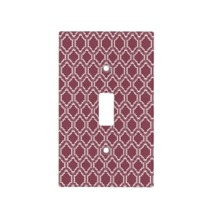 Burgundy Maroon & White Retro Pattern Light Switch Cover