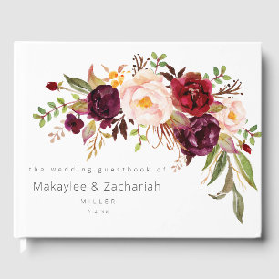 Burgundy Marsala and Blush Floral Guest Book