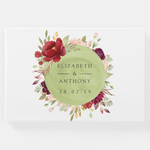 Burgundy _ Marsala and Blush Floral Wedding Guest Book