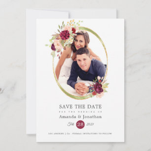 Burgundy-Marsala and Blush Photo Wedding Save The Date