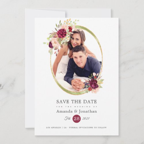 Burgundy_Marsala and Blush Photo Wedding Save The Date