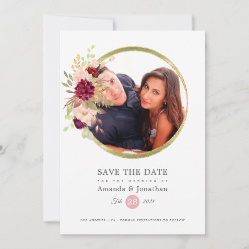 Burgundy_Marsala and Blush Photo Wedding Save The Date