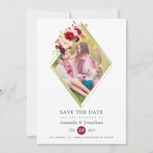 Burgundy_Marsala and Blush Photo Wedding Save The Date