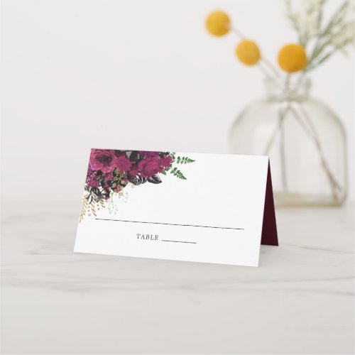Burgundy _ Marsala and Gold Wedding Table Number Place Card