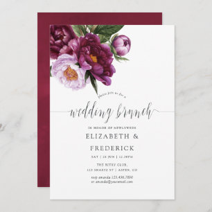 Burgundy - Marsala and Peach Wedding Brunch Invitation