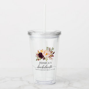 Burgundy Marsala Bachelorette Party Favor Tumbler