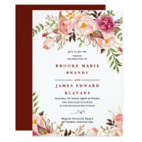 burgundy Marsala Blush Boho Wedding Invitation