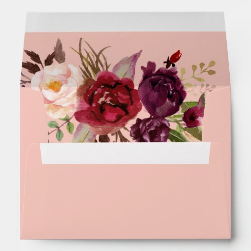 Burgundy Marsala  Blush Floral Pink 2 Envelope