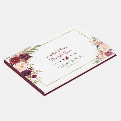 Burgundy Marsala Blush Floral Wedding Invite Guest Book