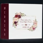 Burgundy Marsala Blush Floral Wedding Photo Album 3 Ring Binder<br><div class="desc">Elegant, romantic design featuring gorgeous watercolour floral bouquets, arrows with hearts and flowers as divider on white background; on the back a royal burgundy background. Use Customize tool to add your info. You can change fonts and their colors, as well the front background color. For matching items, please, visit my...</div>