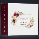 Burgundy Marsala Blush Floral Wedding Photo Album 3 Ring Binder<br><div class="desc">Elegant, romantic design featuring gorgeous watercolour floral bouquets, arrows with hearts and flowers as divider on white background; on the back a royal burgundy background. Use Customize tool to add your info. You can change fonts and their colors, as well the front background color. For matching items, please, visit my...</div>