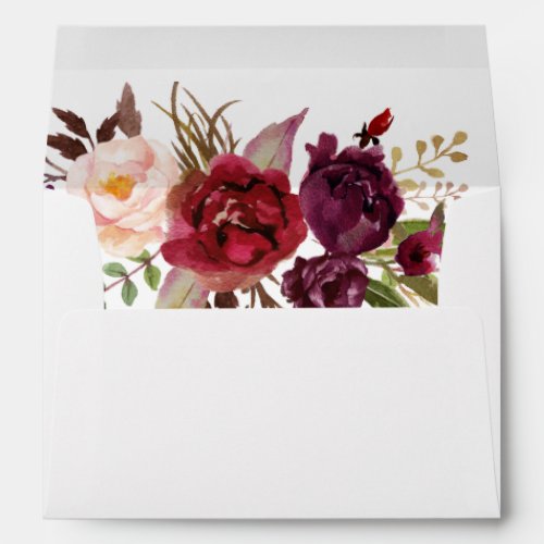Burgundy Marsala  Blush Floral White 2 Envelope