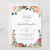 Burgundy Marsala Blush Pink Floral Bridal Shower Invitation (Front)