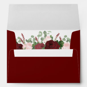 Burgundy Marsala Blush Pink Floral Wedding Envelope