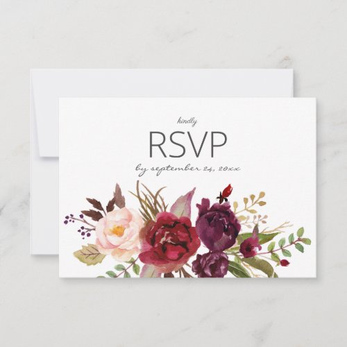 Burgundy Marsala Blush with Meal _ White RSVP Card