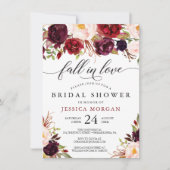 Burgundy Marsala Bridal Shower Invite Fall In Love (Front)