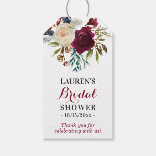 Burgundy Marsala Fall Bridal Shower Guest Favor Gift Tags