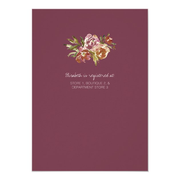 Burgundy Marsala Fall Floral Bridal Shower Invitation