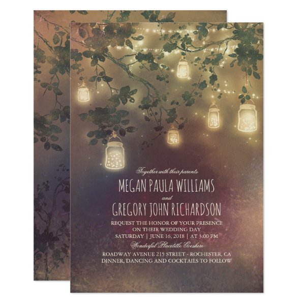 256702429327979642 Burgundy Marsala Fall Mason Jar Lights Wedding Invitation