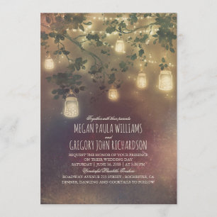 Burgundy Marsala Fall Mason Jar Lights Wedding Invitation