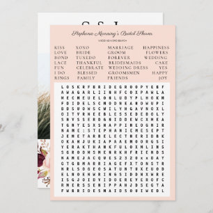 Burgundy Marsala Floral Bridal Shower Word Search Invitation