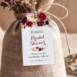 Burgundy Marsala Floral Chic Bridal Shower Favor Gift Tags<br><div class="desc">Customize this "Burgundy Marsala Floral Chic Bridal Shower Favor Thank You Gift Tag" to add a special touch. It's a perfect addition to match your colors and styles. (1) For further customization, please click the "customize further" link and use our design tool to modify this template. (2) If you need...</div>