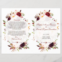 Burgundy Marsala Floral Geometric Wedding Program