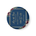 Burgundy Marsala Floral Gold Wedding Save the Date